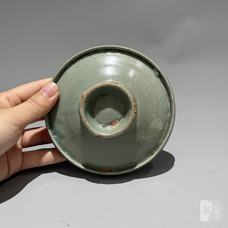 明代 高丽青釉高足盏托 - 图8